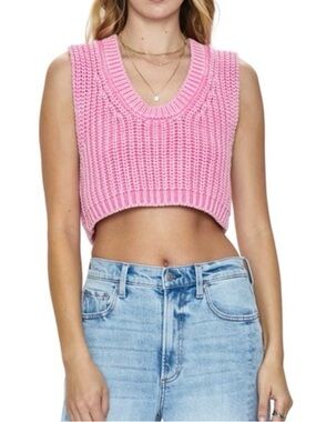 Pistola Pink Cropped Knit Tank Top - Women